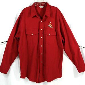 Vintage Winter Run Mens Embroidered Deer Heavyweight Flannel Button Down Shirt L